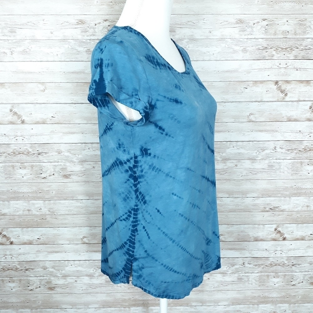 Style & Co Short Sleeved Tee XS Blue Tie Dye 617 - Picture 2 of 5